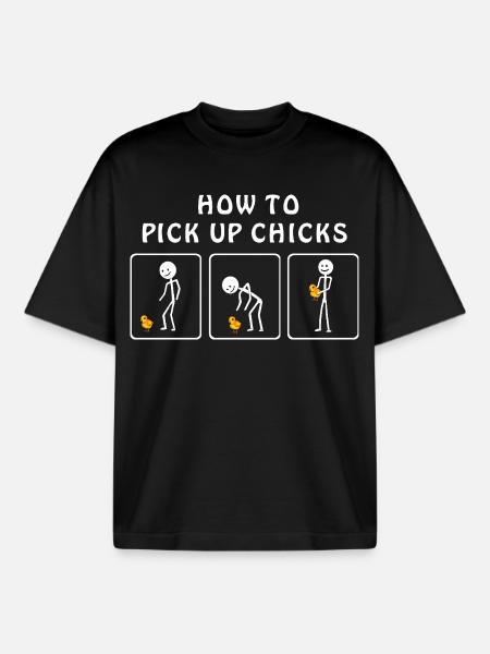 How to Pickup Chicks - Boxy Heavyweight Unisex Organic T-Shirt by Stanley/Stella - black
