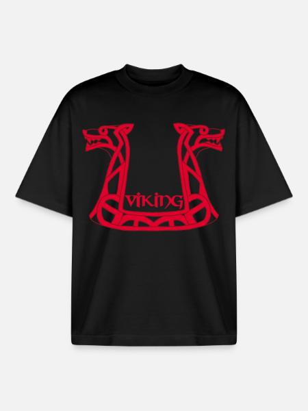Roter Wikinger-Drache - Boxy Heavyweight Unisex Organic T-Shirt von Stanley/Stella - Schwarz