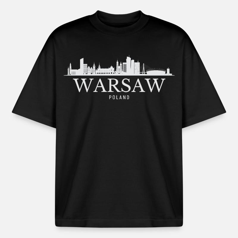 Horizon de Varsovie, Varsovie Pologne - T-shirt unisexe boxy épais biologique Stanley/Stella - noir