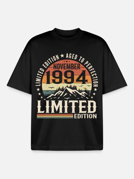 November 1994 Unique Retro Birthday - Boxy Heavyweight Unisex Organic T-Shirt by Stanley/Stella - black