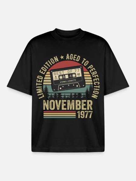 November 1977 - Boxy Heavyweight Unisex Organic T-Shirt by Stanley/Stella - black