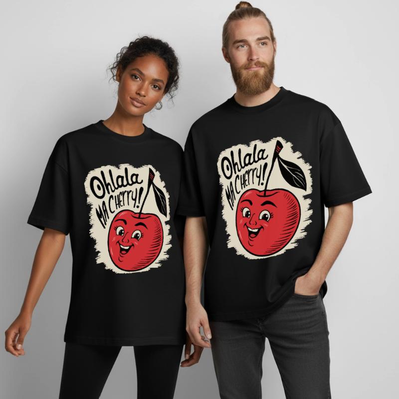 Ohlala Ma Kirsche Geschenkidee Süßes Mädchen Boxy Heavyweight Unisex Organic T-Shirt von Stanley/Stella
