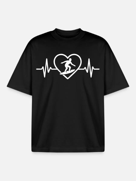Herz-Surfen - Boxy Heavyweight Unisex Organic T-Shirt von Stanley/Stella - Schwarz