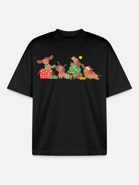 Dog Christmas - Boxy Heavyweight Unisex Organic T-Shirt by Stanley/Stella - black