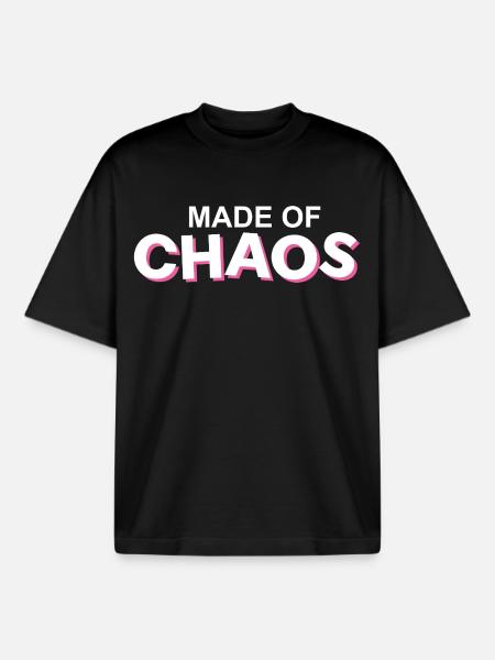 Made of Chaos pink accent - Boxy Heavyweight Unisex Organic T-Shirt by Stanley/Stella - black