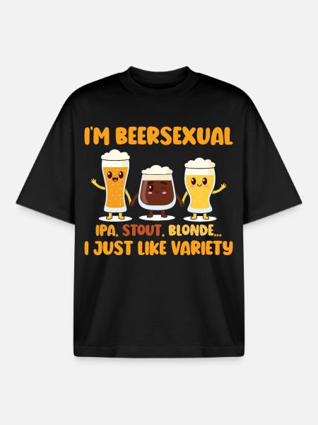 I'm Beersexual Drinking Beer Lovers - Boxy Heavyweight Unisex Organic T-Shirt by Stanley/Stella - black