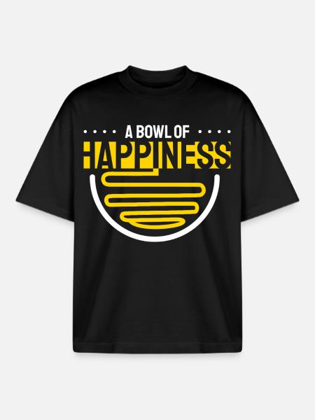 A Bowl of Happiness Ramen - Boxy Heavyweight Unisex Organic T-Shirt by Stanley/Stella - black