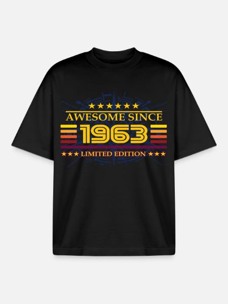 Awesome since 1963 Limited Edition - Boxy Heavyweight Unisex Organic T-Shirt by Stanley/Stella - black