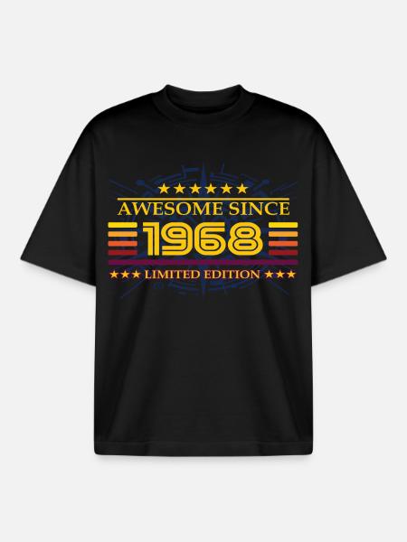 Awesome since 1968 Limited Edition - Boxy Heavyweight Unisex Organic T-Shirt by Stanley/Stella - black