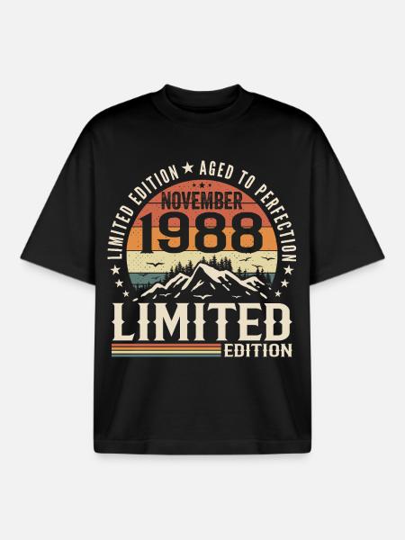 November 1988 Unique Retro Birthday - Boxy Heavyweight Unisex Organic T-Shirt by Stanley/Stella - black