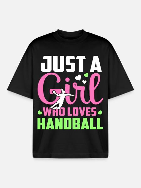 einfach ein Mädchen, das Handball liebt - Boxy Heavyweight Unisex Organic T-Shirt von Stanley/Stella - Schwarz