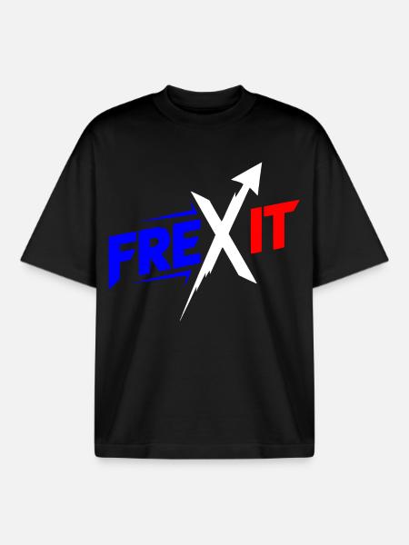 Frexit Blue White Red - Boxy Heavyweight Unisex Organic T-Shirt by Stanley/Stella - black