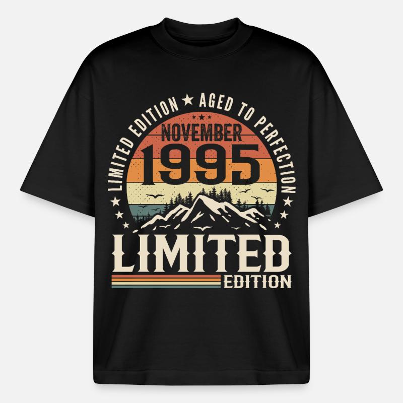 November 1995 Einzigartiges Retro-Jubiläum - Boxy Heavyweight Unisex Organic T-Shirt von Stanley/Stella - Schwarz