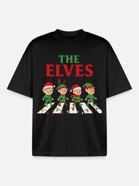 Elfenbunter Weihnachtszug - Boxy Heavyweight Unisex Organic T-Shirt von Stanley/Stella - Schwarz