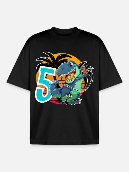 5 T Rex - T-shirt unisexe boxy épais biologique Stanley/Stella - noir