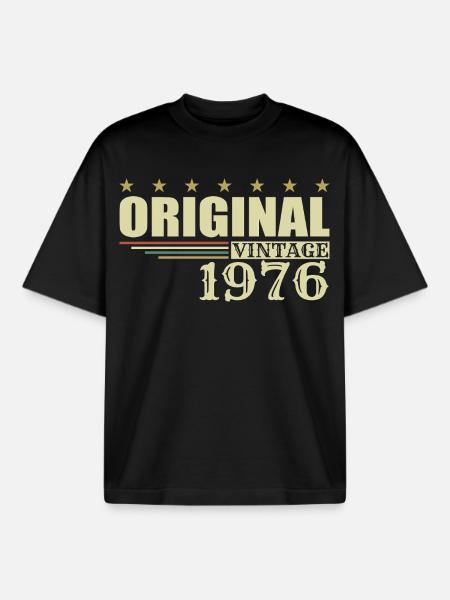 1976 Birthday 1976 - Boxy Heavyweight Unisex Organic T-Shirt by Stanley/Stella - black