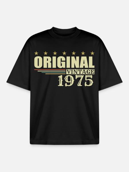 1975 Birthday 1975 - Boxy Heavyweight Unisex Organic T-Shirt by Stanley/Stella - black