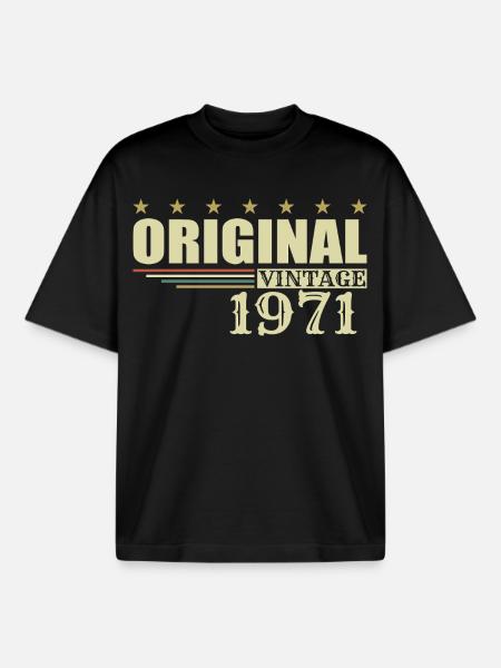 1971 Birthday 1971 - Boxy Heavyweight Unisex Organic T-Shirt by Stanley/Stella - black