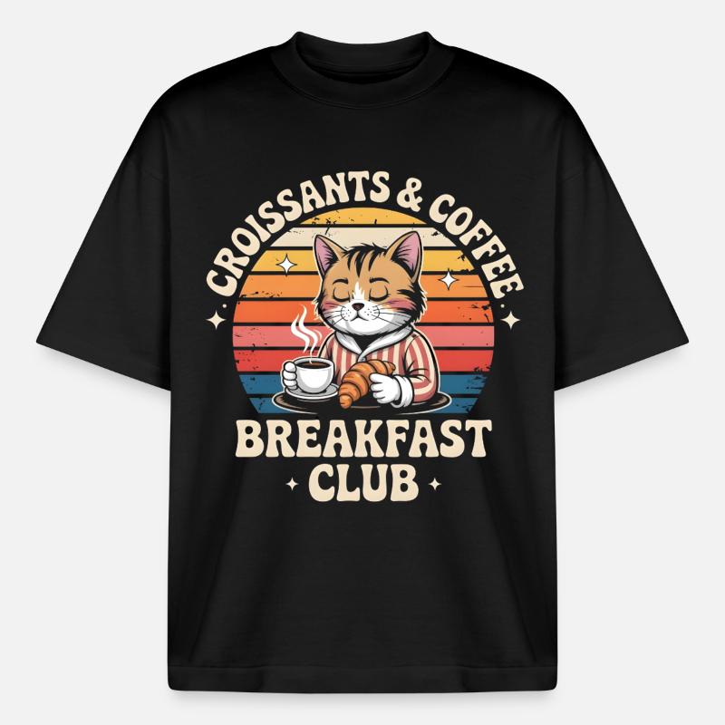 Katzenbrunch Retro Café - Boxy Heavyweight Unisex Organic T-Shirt von Stanley/Stella - Schwarz