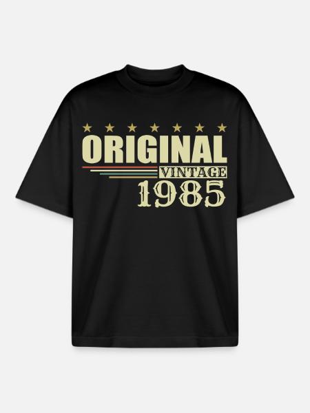 1985 Birthday 1985 - Boxy Heavyweight Unisex Organic T-Shirt by Stanley/Stella - black