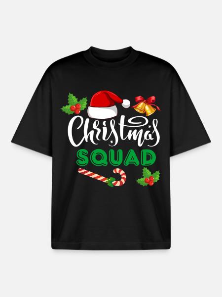 christmas squad, marry christmas - Boxy Heavyweight Unisex Organic T-Shirt by Stanley/Stella - black