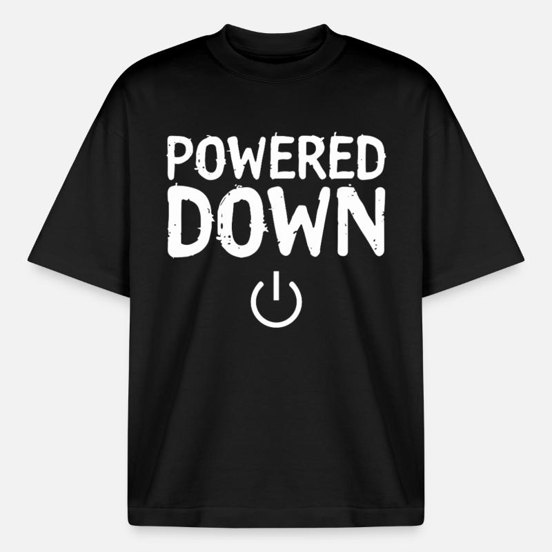 Powered Down Power Status Off - Boxy Heavyweight Unisex Organic T-Shirt by Stanley/Stella - black
