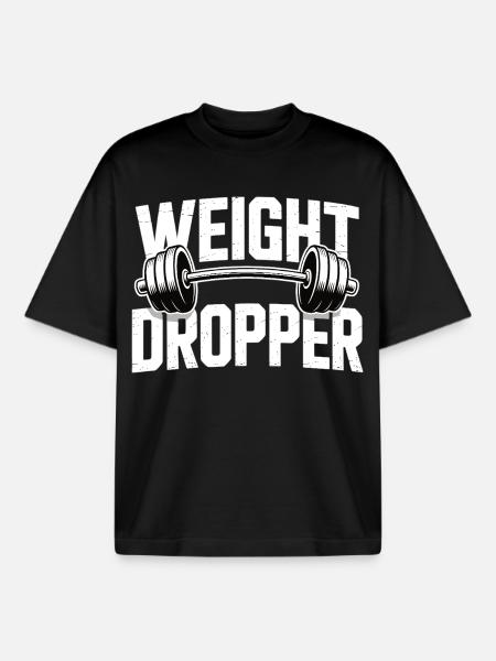 Weight Dropper – Gym Dumbbell Weight Exercise - Boxy Heavyweight Unisex Organic T-Shirt by Stanley/Stella - black