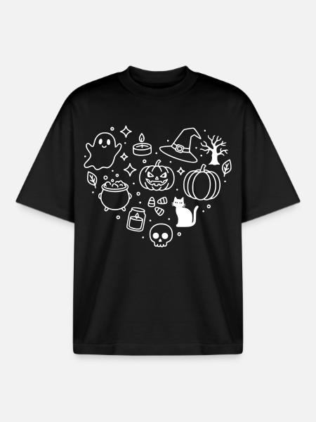 Halloween Herz  - Boxy Heavyweight Unisex Organic T-Shirt von Stanley/Stella - Schwarz