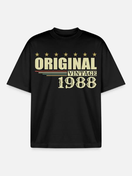 1988 Anniversaire 1988 - T-shirt unisexe boxy épais biologique Stanley/Stella - noir