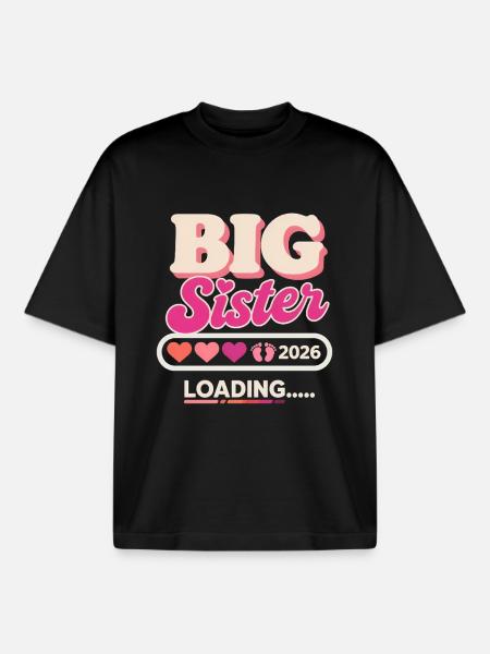 Große Schwester Loading 2026 - Boxy Heavyweight Unisex Organic T-Shirt von Stanley/Stella - Schwarz