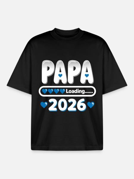 2026 Papa Loading – Father-to-be Gift - Boxy Heavyweight Unisex Organic T-Shirt by Stanley/Stella - black