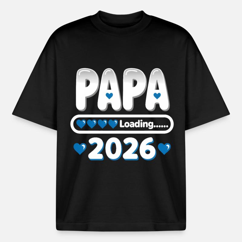 2026 Papa Loading – Father-to-be Gift - Boxy Heavyweight Unisex Organic T-Shirt by Stanley/Stella - black
