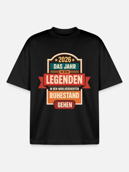 2026 Legend Retirement – Retiree Gift - Boxy Heavyweight Unisex Organic T-Shirt by Stanley/Stella - black