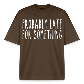 Probably late for something - Boxy Heavyweight Unisex Organic T-Shirt by Stanley/Stella - mocha - Front - AI Model Male 185 light (185cm) & AI Model Female 172 dark (172cm)