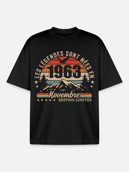 Awesome since November 1963 | November 1963 - Boxy Heavyweight Unisex Organic T-Shirt by Stanley/Stella - black