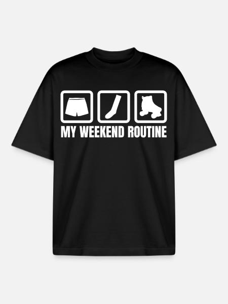My Weekend Routine - Boxy Heavyweight Unisex Organic T-Shirt by Stanley/Stella - black