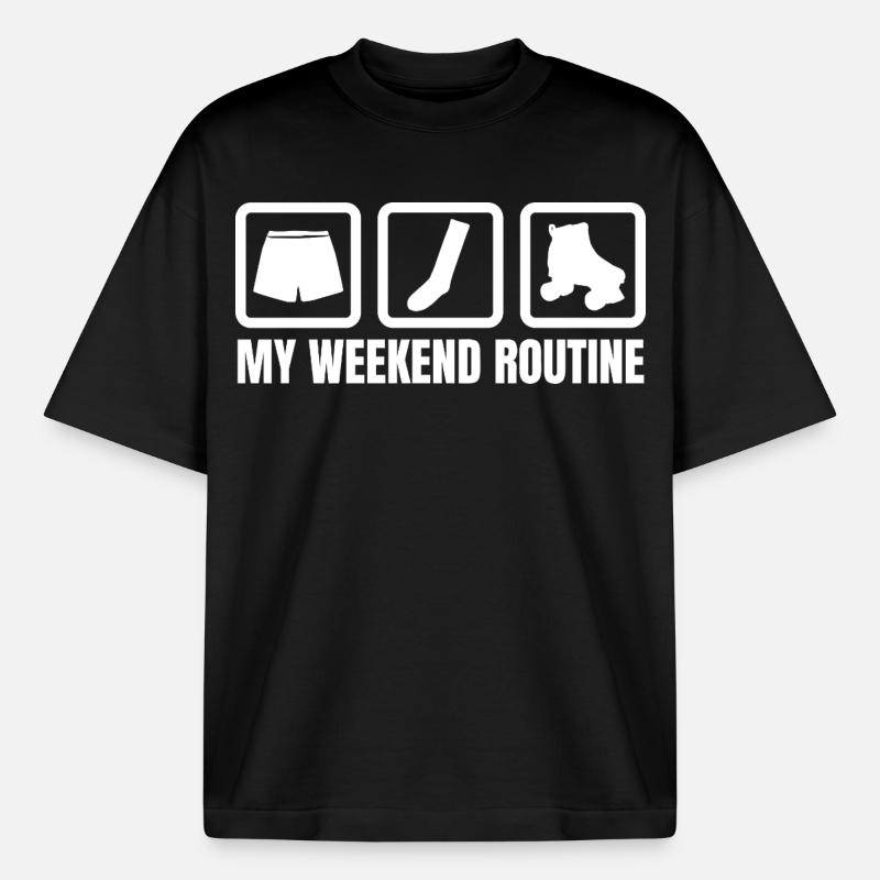 Meine Wochenendroutine - Boxy Heavyweight Unisex Organic T-Shirt von Stanley/Stella - Schwarz