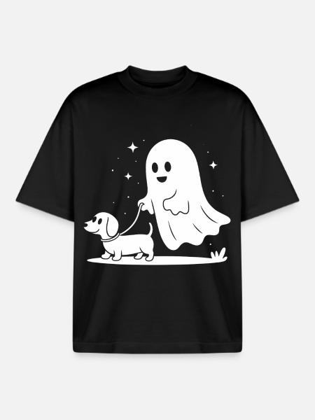 Ghost Dog Night Friend - Boxy Heavyweight Unisex Organic T-Shirt by Stanley/Stella - black