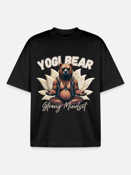 Yogi Bear – Strong Mindset | Spiritual Bear - Boxy Heavyweight Unisex Organic T-Shirt by Stanley/Stella - black