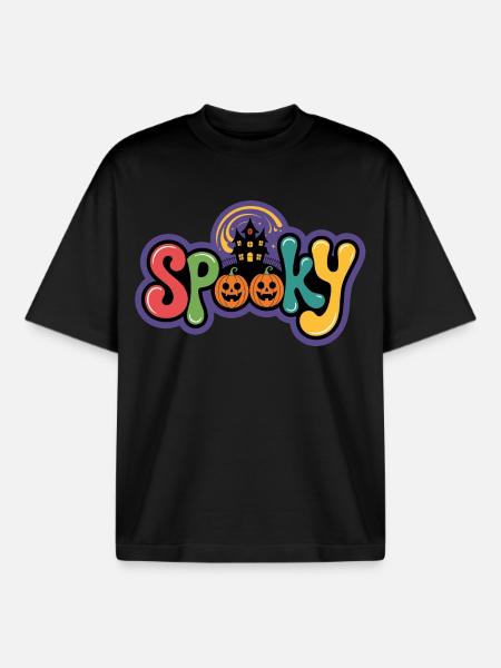 Spooky Halloween Pumpkin Joy - Boxy Heavyweight Unisex Organic T-Shirt by Stanley/Stella - black