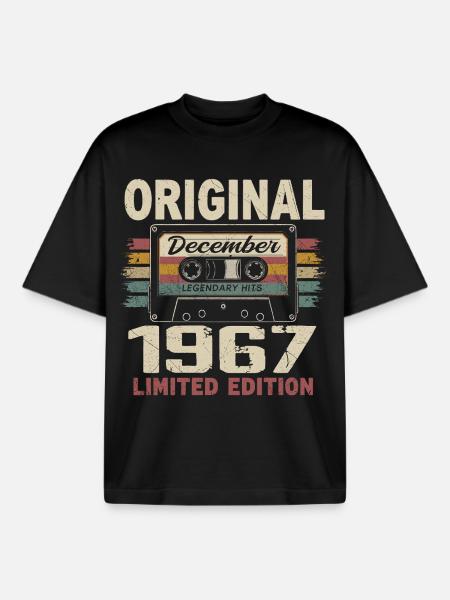 December 1967 Birthday Gift - Boxy Heavyweight Unisex Organic T-Shirt by Stanley/Stella - black