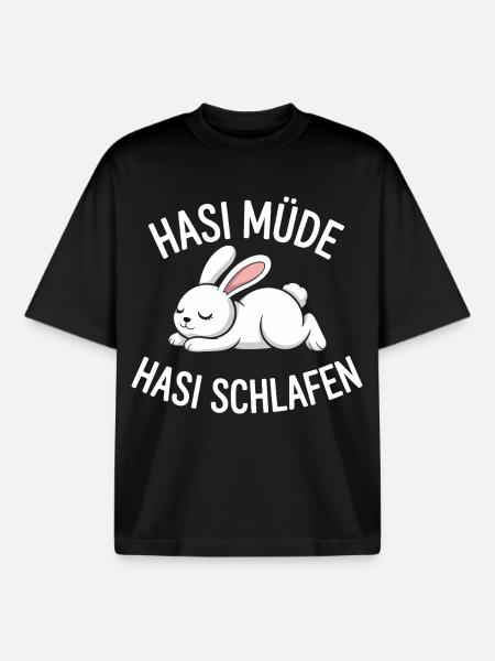 Bunny Tired Bunny Sleeping Bunny - Boxy Heavyweight Unisex Organic T-Shirt by Stanley/Stella - black