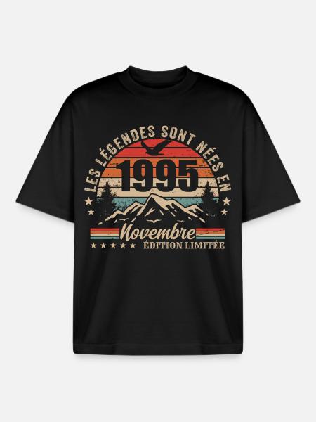 Awesome since November 1995 | November 1995 - Boxy Heavyweight Unisex Organic T-Shirt by Stanley/Stella - black