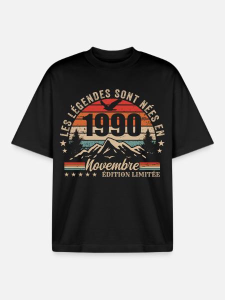 Awesome since November 1990 | November 1990 - Boxy Heavyweight Unisex Organic T-Shirt by Stanley/Stella - black