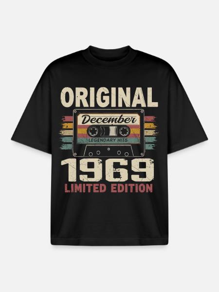 December 1969 Birthday Gift - Boxy Heavyweight Unisex Organic T-Shirt by Stanley/Stella - black