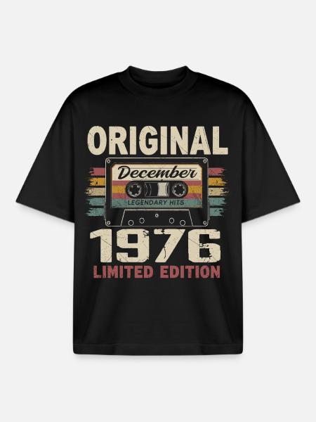 Cadeau D'anniversaire Décembre 1976 - T-shirt unisexe boxy épais biologique Stanley/Stella - noir