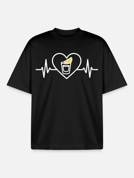 Tequila Shot Heart Aperitif Party - Boxy Heavyweight Unisex Organic T-Shirt by Stanley/Stella - black