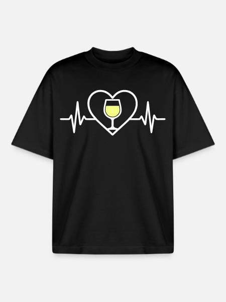 White Wine Heart - Boxy Heavyweight Unisex Organic T-Shirt by Stanley/Stella - black