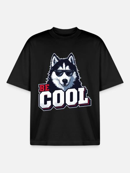 Be Cool - Siberian Husky - Boxy Heavyweight Unisex Organic T-Shirt by Stanley/Stella - black