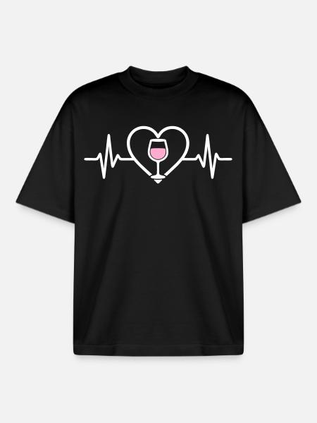 Rosé Wine Heart - Boxy Heavyweight Unisex Organic T-Shirt by Stanley/Stella - black